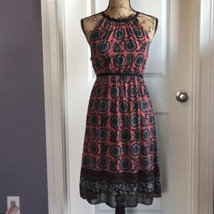 MAX STUDIO coral print dress~elastic waist~Medium